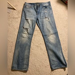 American Eagle 33x34 frayed classic bootcut jeans